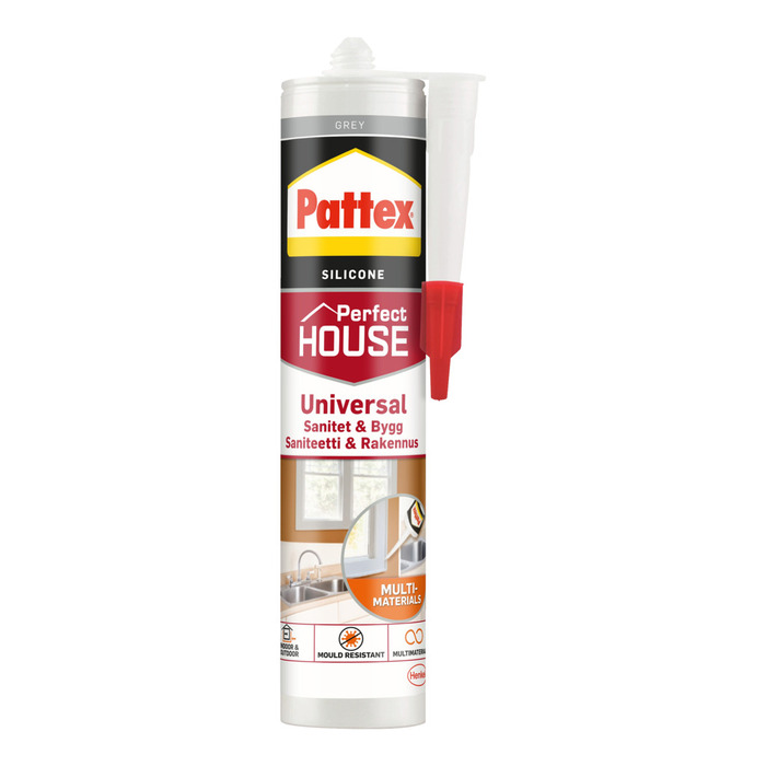 Pattex sanitær- og byggsilikon grå 280 ml
